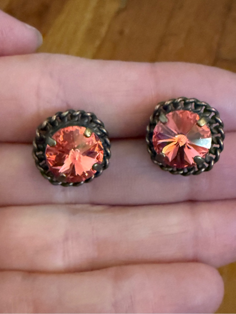 Sorrelli Coral Crystal Round Stud Earrings